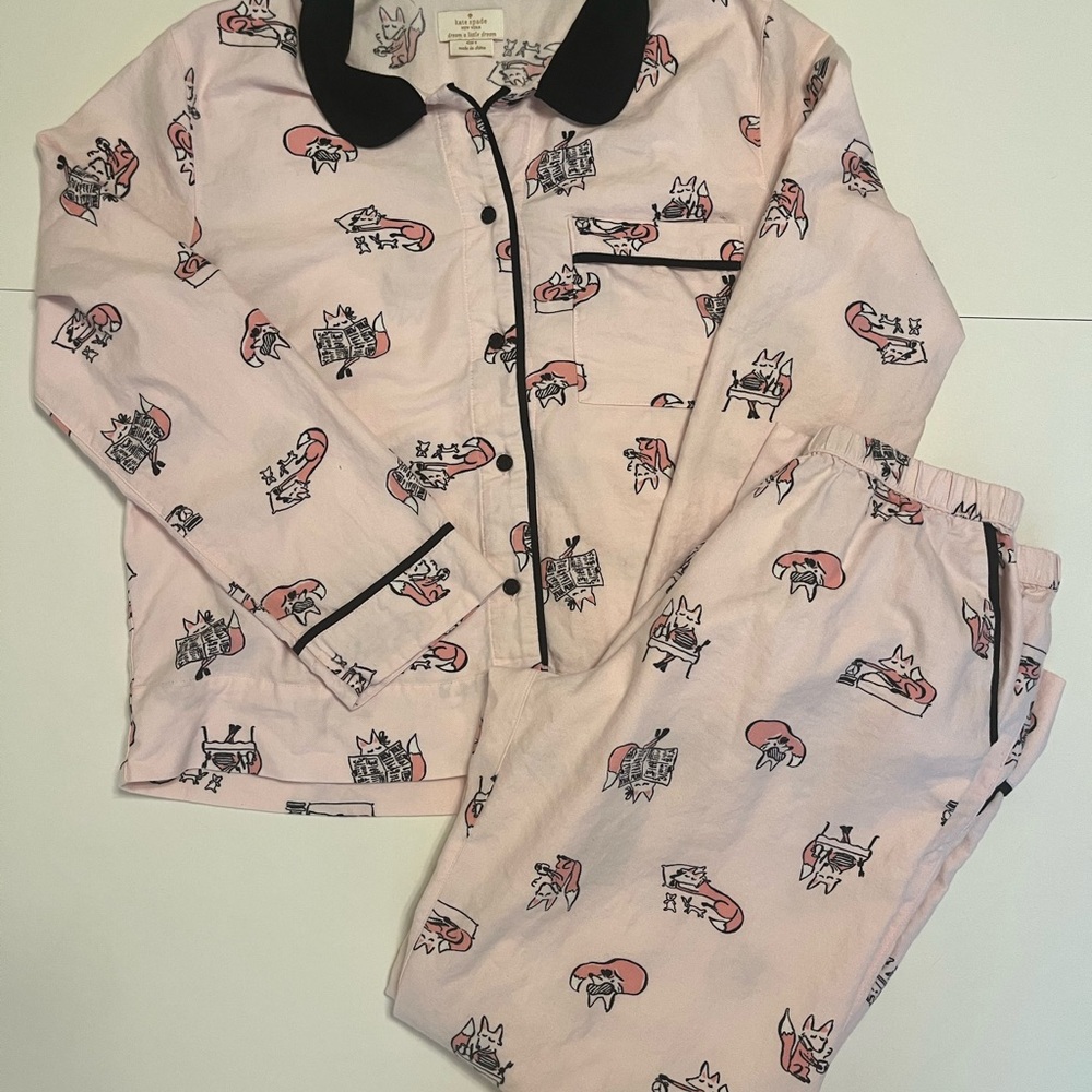 S Kate Spade Blush Pink Foxy Lady Pajamas